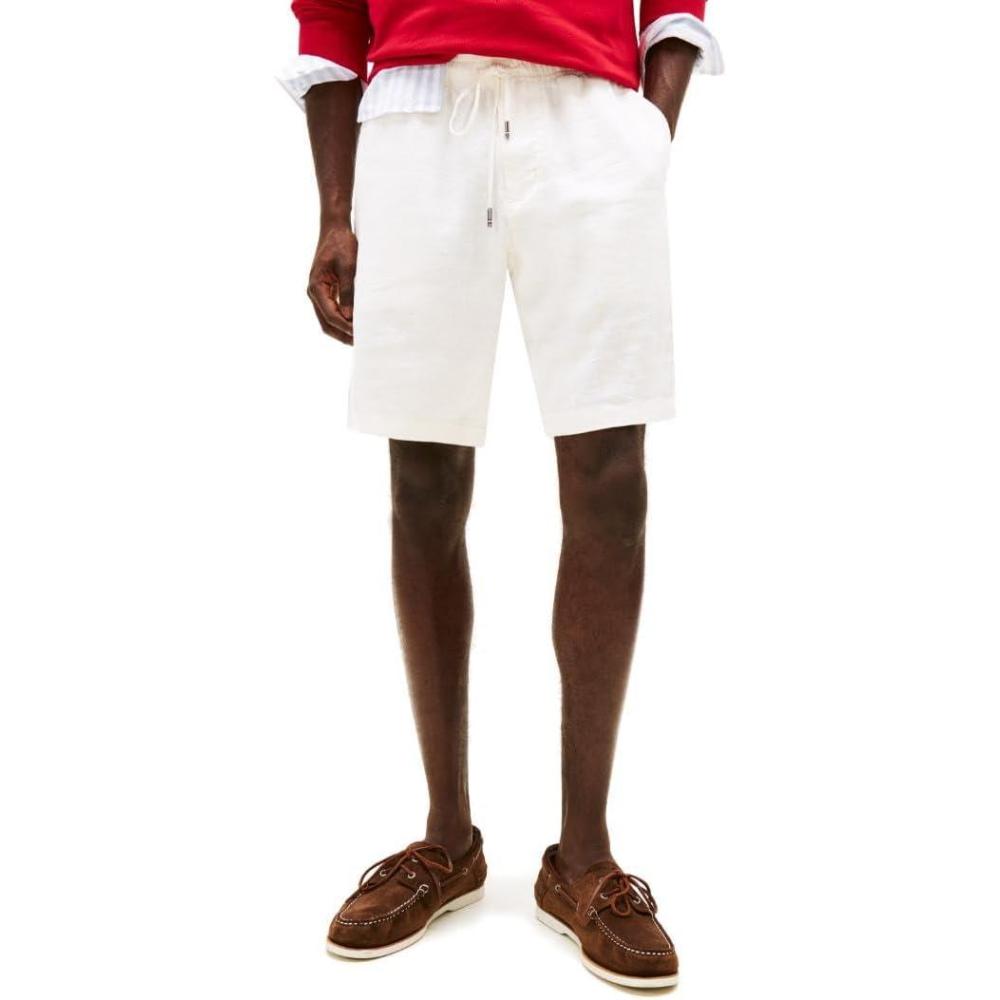 imageTommy Hilfiger Mens Summer Linen Shorts 10 Inch in Relaxed FitIvory Silk