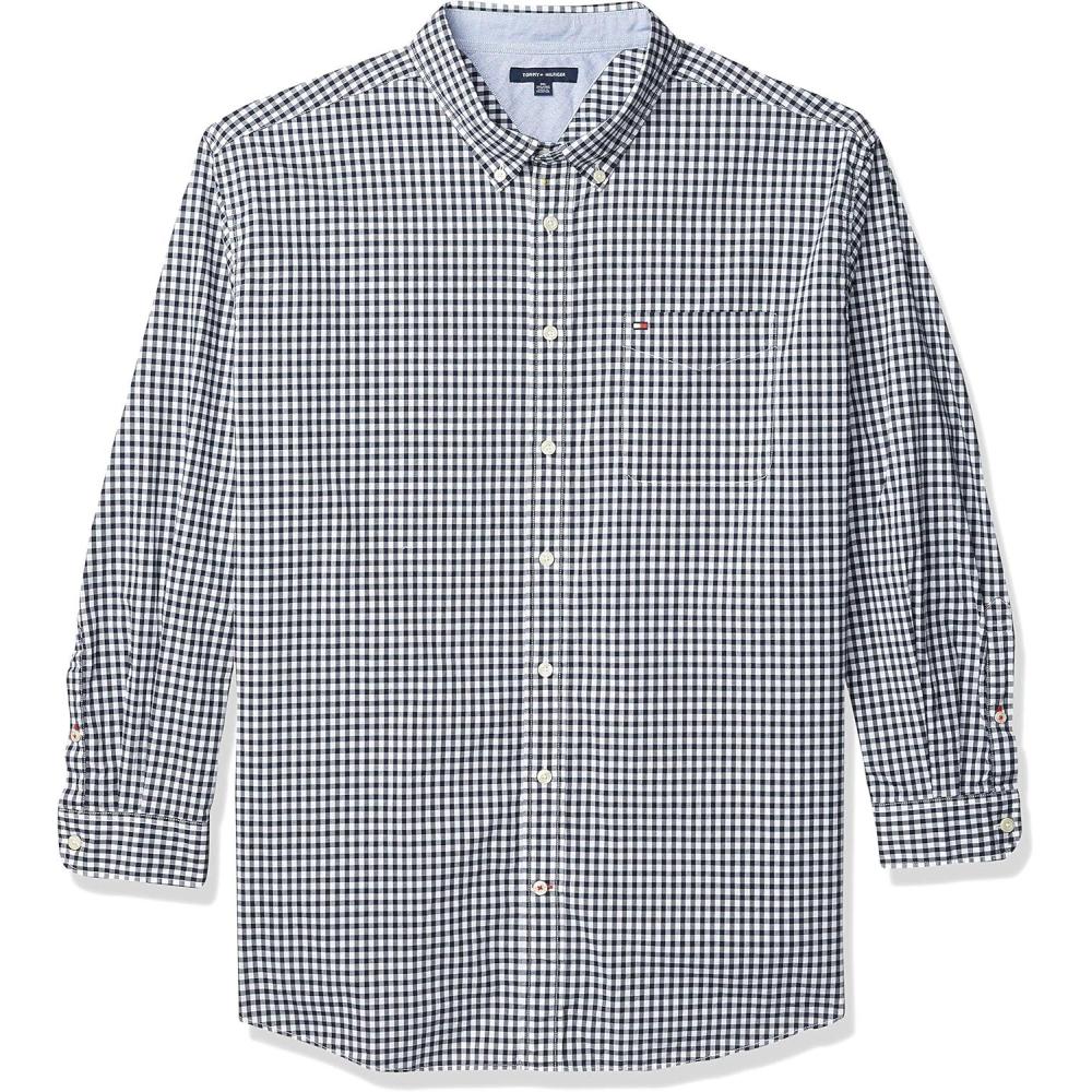 imageTommy Hilfiger Mens Twain Check Stretch Ls CLFClassic Navy