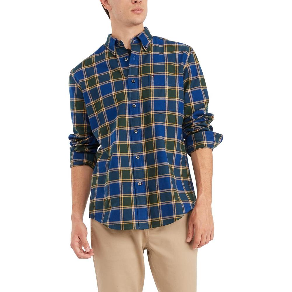 imageTommy Hilfiger Mens Twain Check Stretch Ls CLFHunterNavy