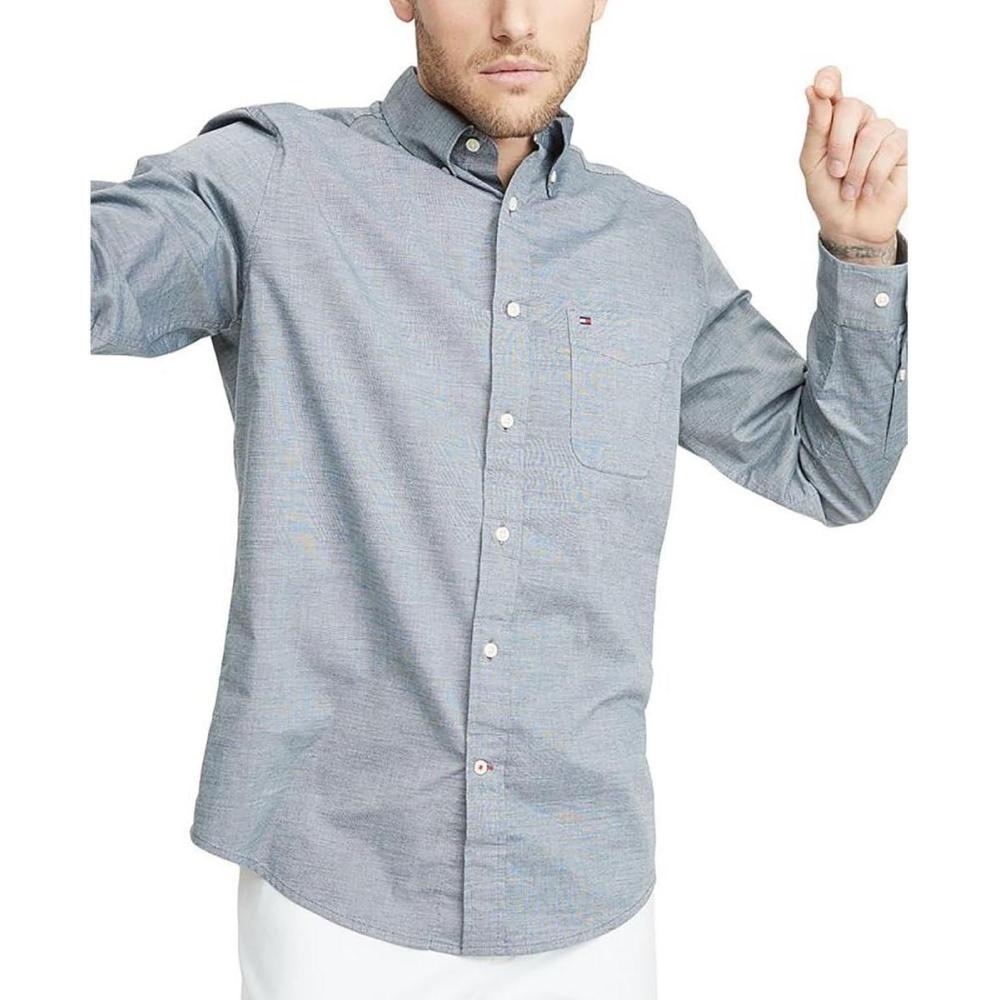 imageTommy Hilfiger Mens Twain Check Stretch Ls CLFSky Captain