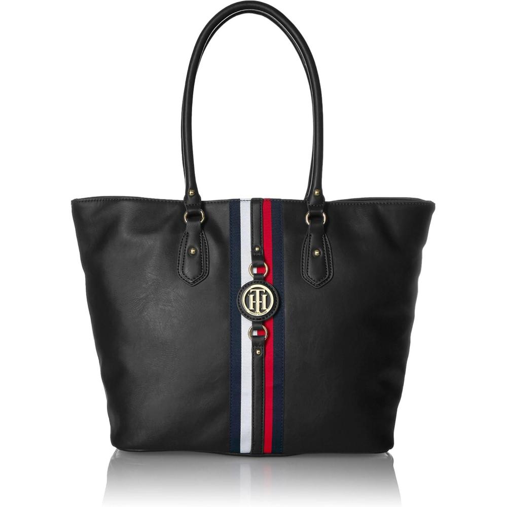 imageTommy Hilfiger Womens Jaden Plus ToteBlack Polyvinyl Chloride
