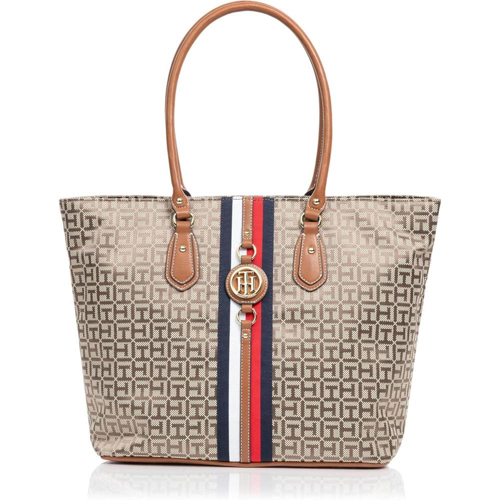 imageTommy Hilfiger Womens Jaden Plus ToteTanDk Chocolate
