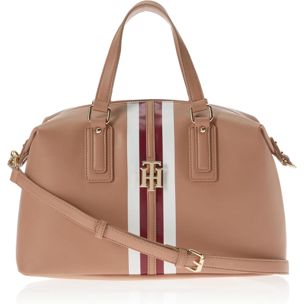 imageTommy Hilfiger Womens Jaden Satchel Crossbody BagBasket Brown