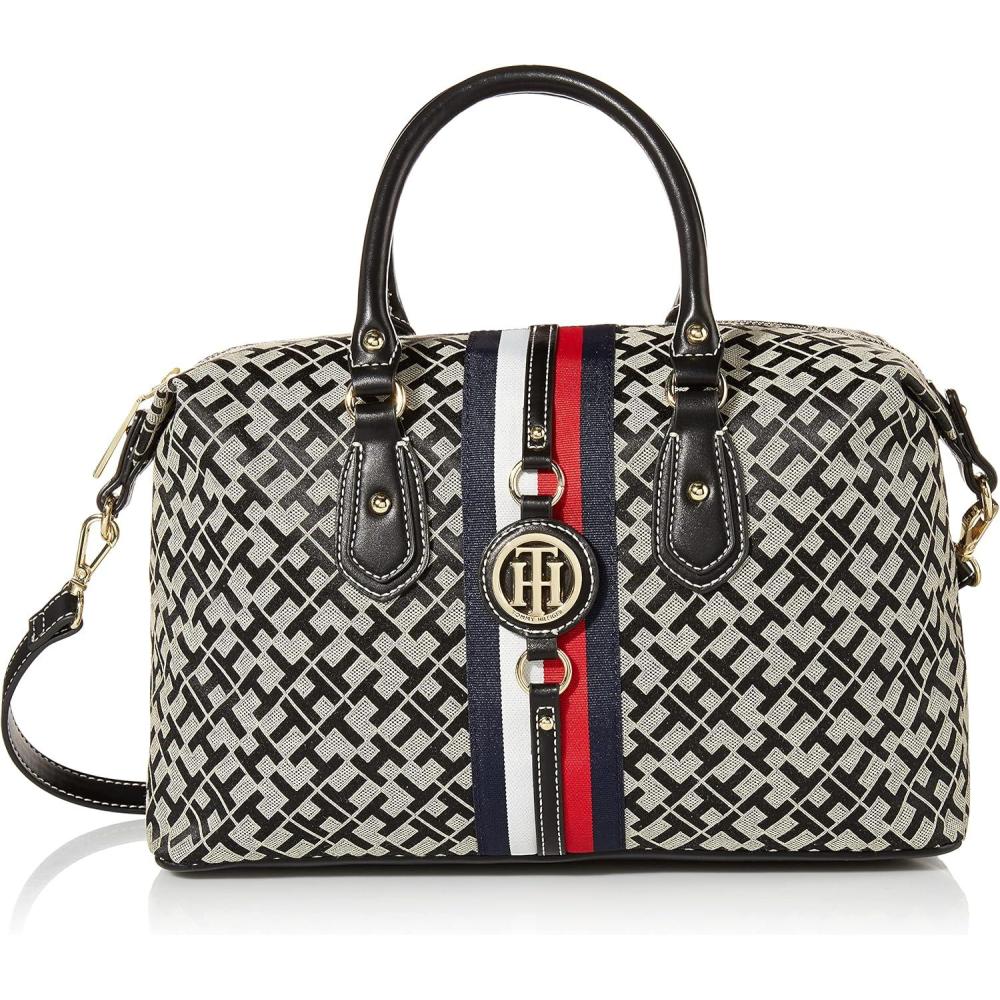 imageTommy Hilfiger Womens Jaden Satchel Crossbody BagBlackAlpaca