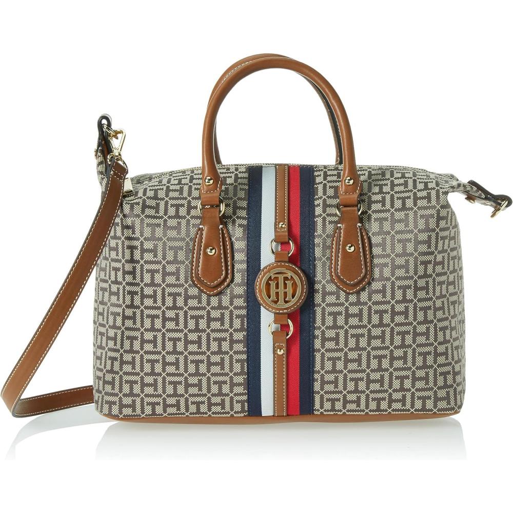 imageTommy Hilfiger Womens Jaden Satchel Crossbody BagDark Chocolate