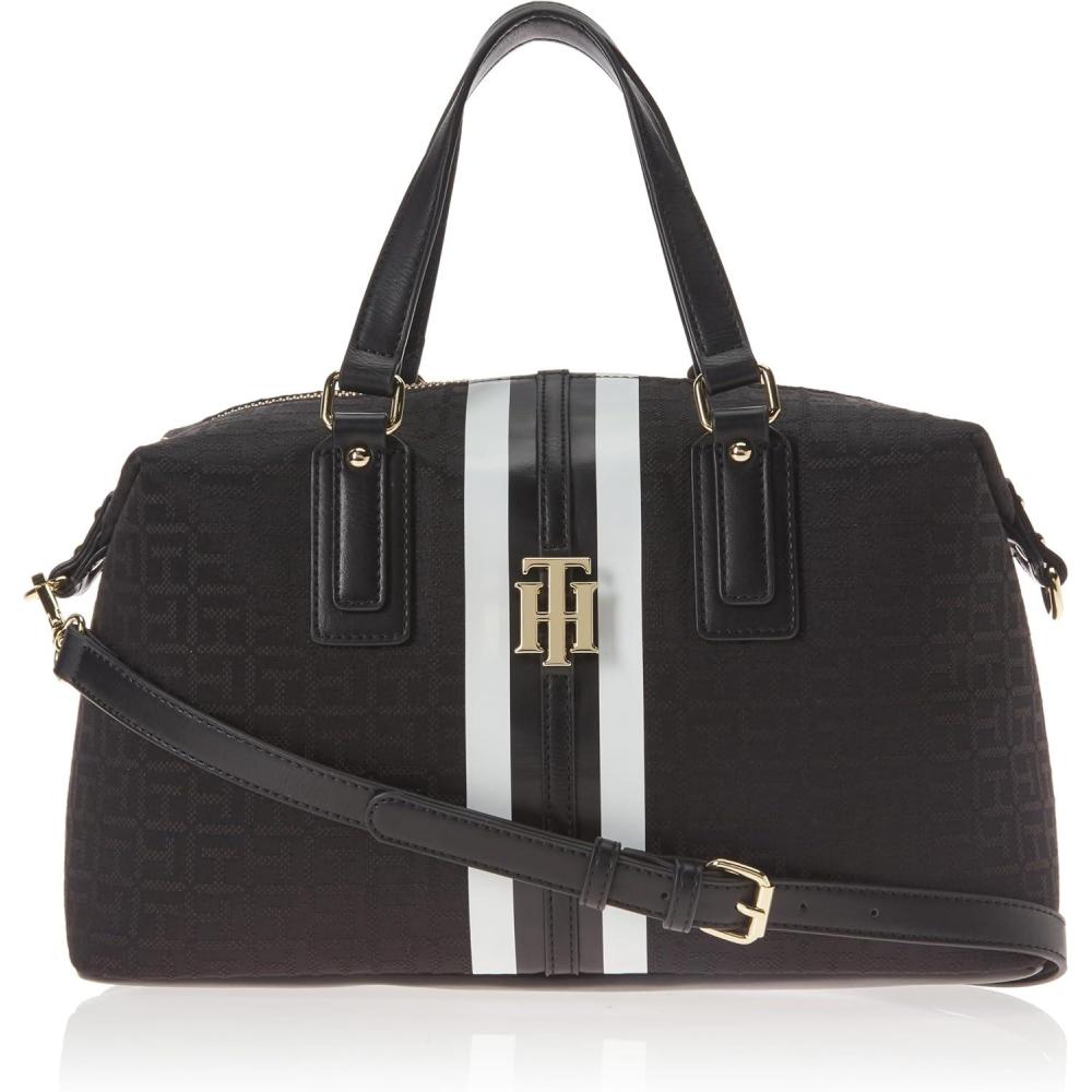 imageTommy Hilfiger Womens Jaden Satchel Crossbody BagTonal Black