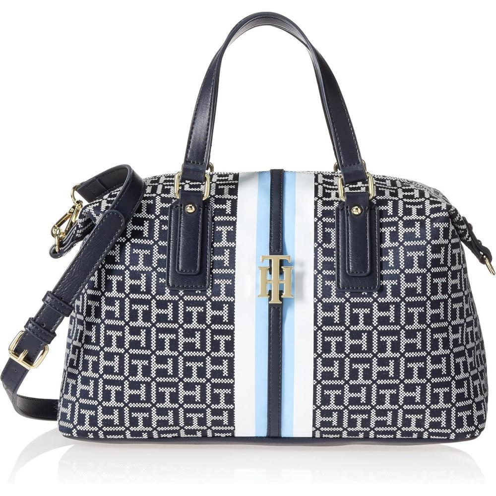 imageTommy Hilfiger Womens Jaden Satchel Crossbody BagWhite Navy