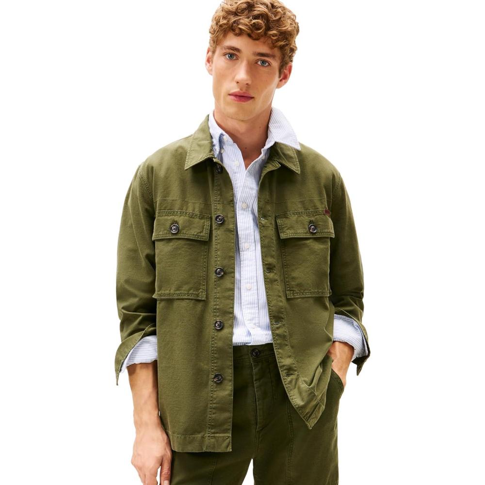 imageTommy Hilfiger mens Cotton Utility Shirt Jacket With Two Pocket and Button DetailsArctic Spruce
