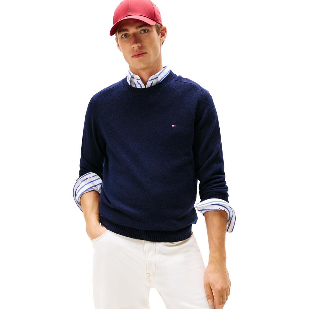 imageTommy Hilfiger mens Lambswool Crewneck Sweater PulloverDesert Sky