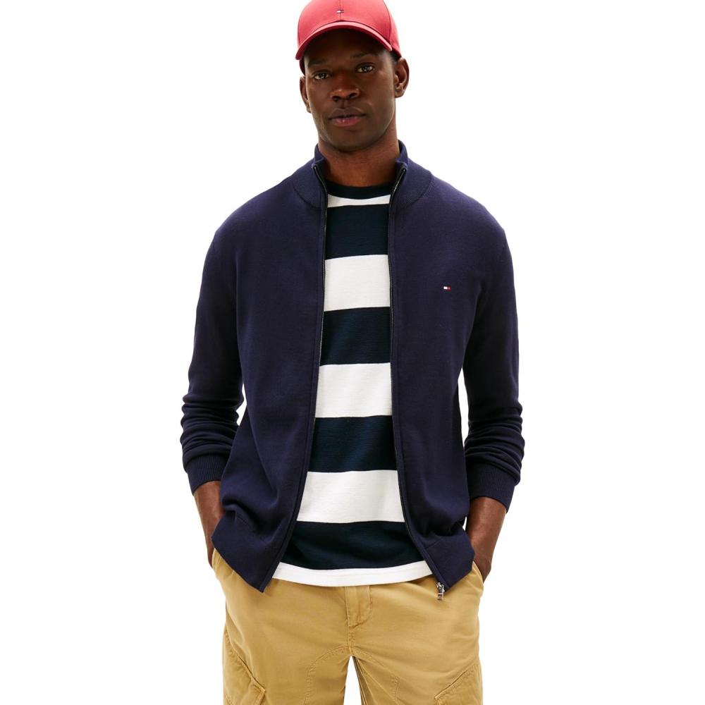 imageTommy Hilfiger mens Lightweight Full Zip Up SweaterDesert Sky
