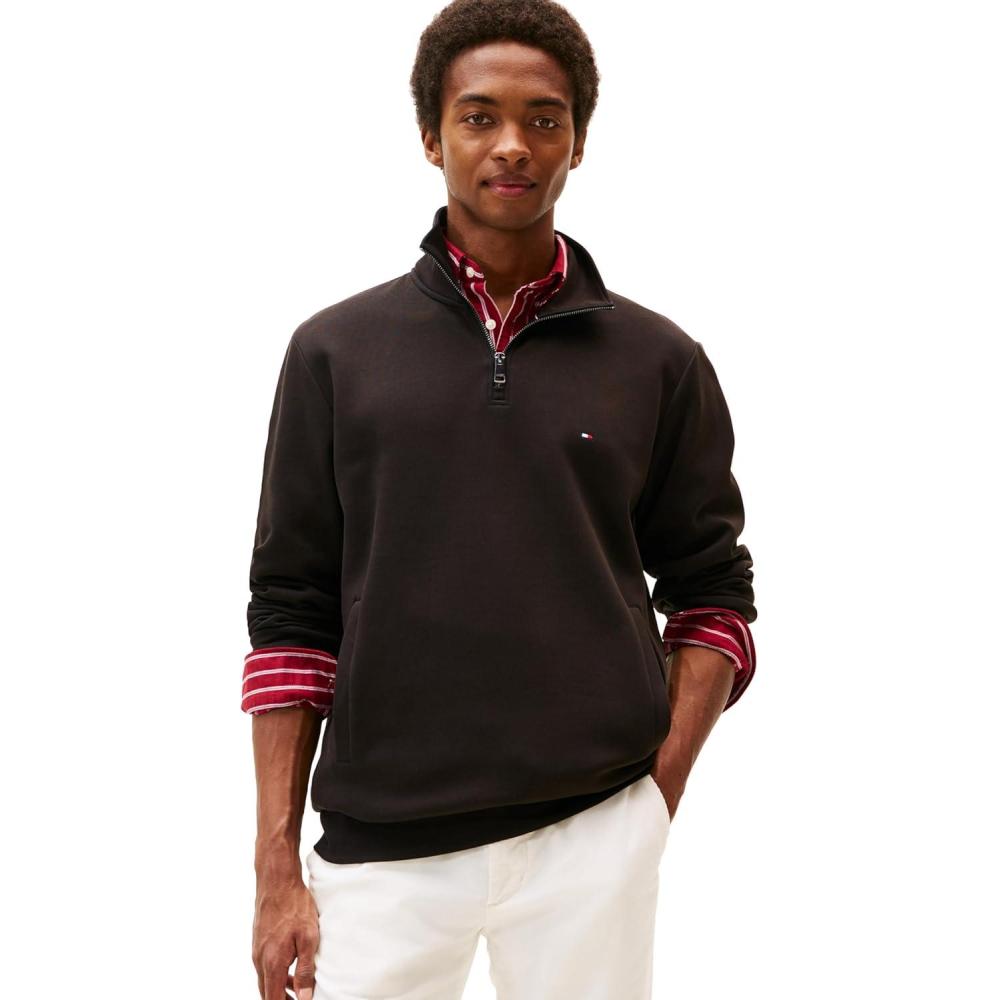 imageTommy Hilfiger mens Medium Weight 14 Zip SweatshirtBlack