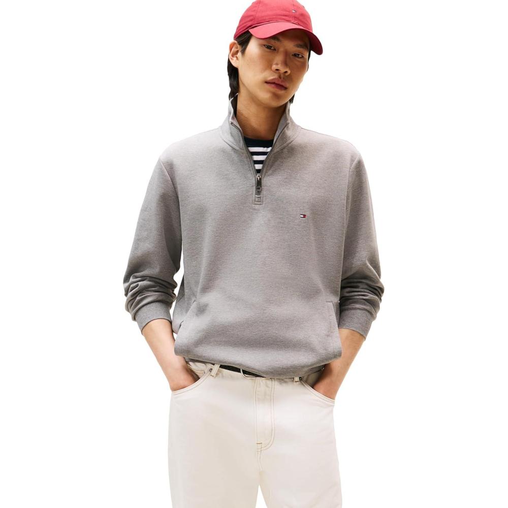 imageTommy Hilfiger mens Medium Weight 14 Zip SweatshirtMedium Grey Heather