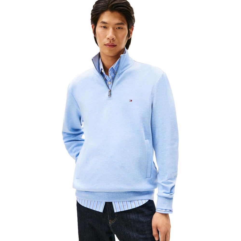 imageTommy Hilfiger mens Medium Weight 14 Zip SweatshirtVessel Blue Heather