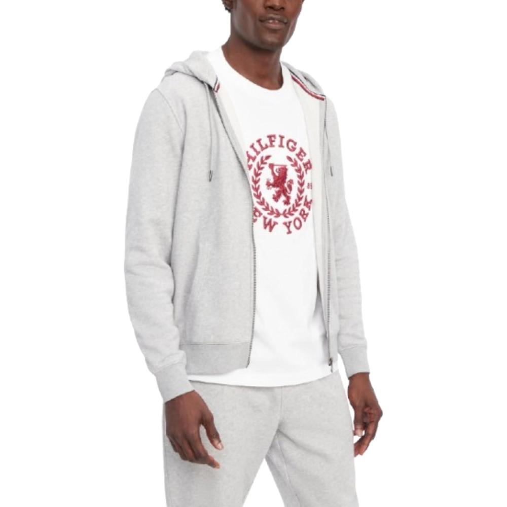 imageTommy Hilfiger mens Medium Weight Fleece Full Zip Up HoodieLight Grey Heather
