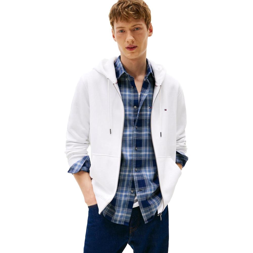 imageTommy Hilfiger mens Medium Weight Fleece Full Zip Up HoodieWhite