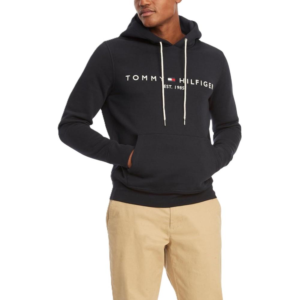 imageTommy Hilfiger mens Medium Weight Fleece Hoodie Sweatshirt With Embroidered Logo Also Available in Big ampamp TallDesert Sky