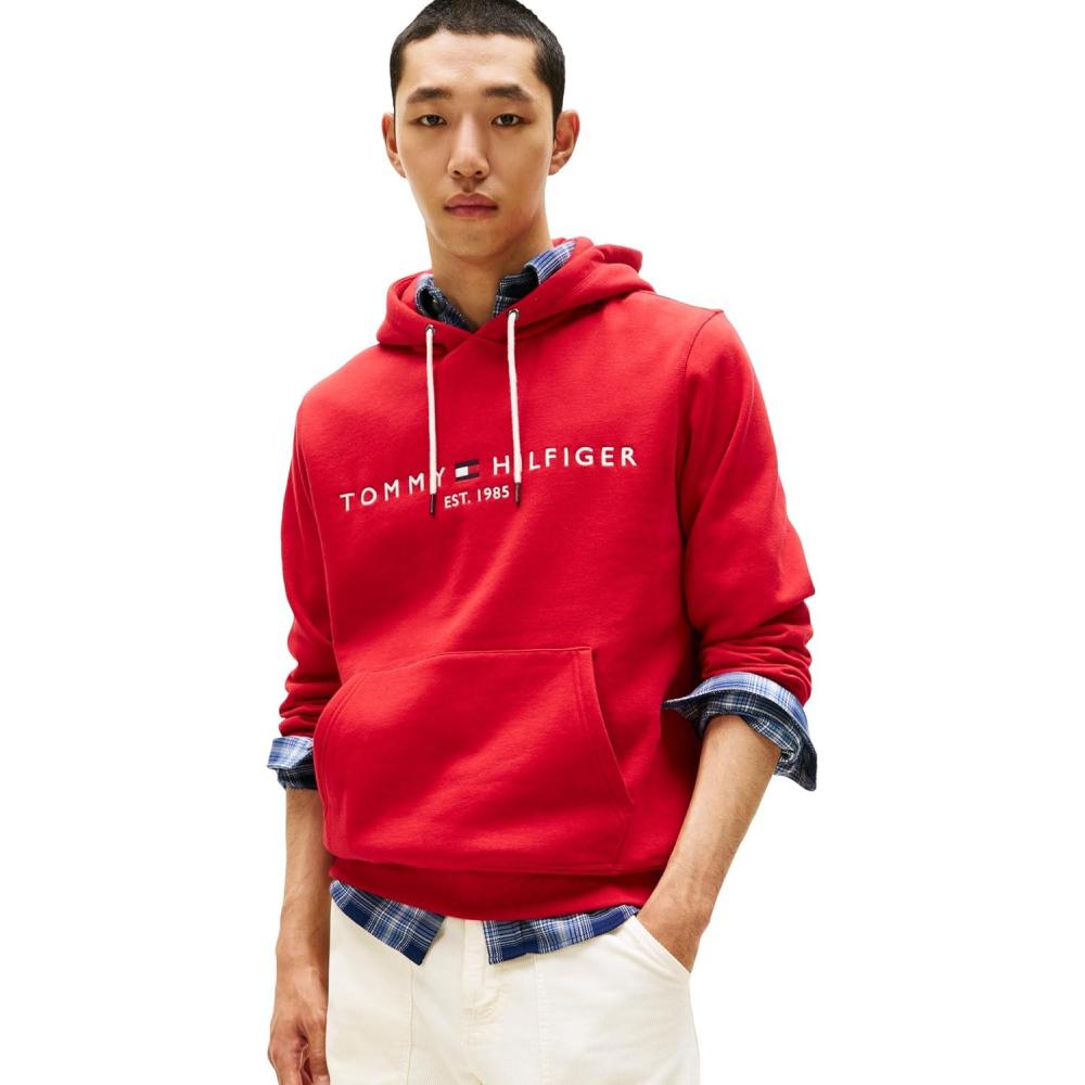 imageTommy Hilfiger mens Medium Weight Fleece Hoodie Sweatshirt With Embroidered Logo Also Available in Big ampamp TallMedium Red
