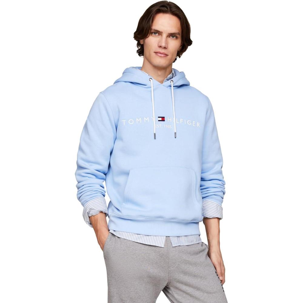 imageTommy Hilfiger mens Medium Weight Fleece Hoodie Sweatshirt With Embroidered Logo Also Available in Big ampamp TallVessel Blue