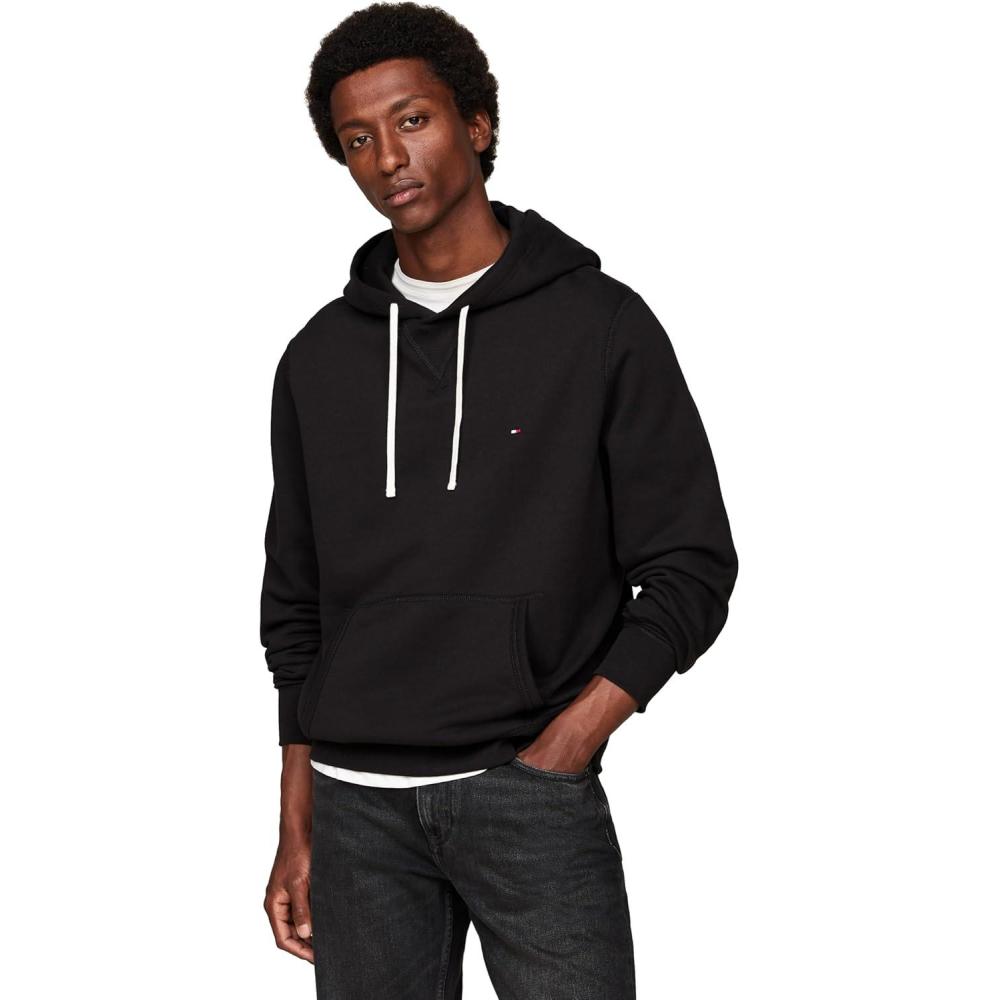 imageTommy Hilfiger mens Medium Weight Solid Fleece Hoodie Sweatshirt Also Available in Big ampamp TallBlack