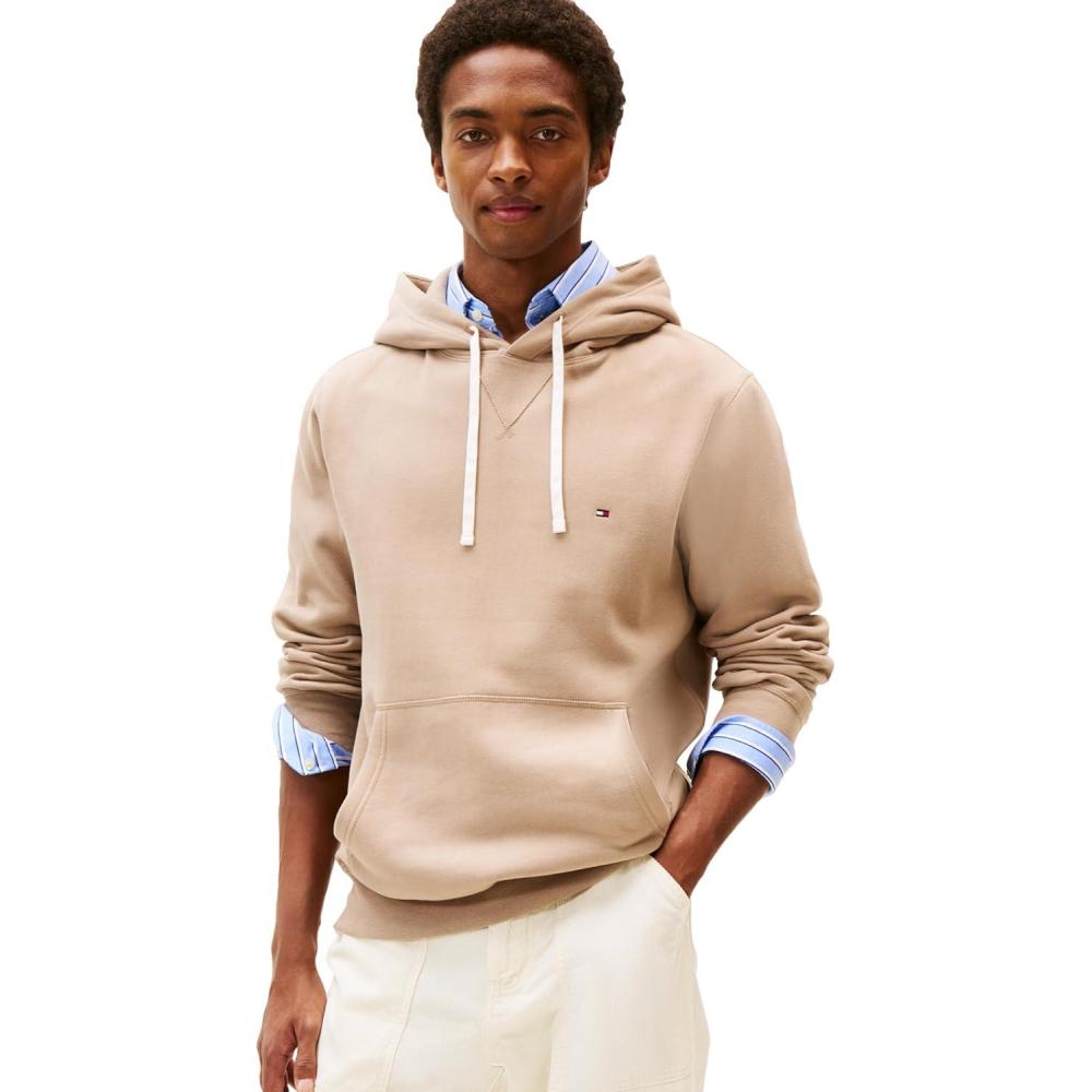 imageTommy Hilfiger mens Medium Weight Solid Fleece Hoodie Sweatshirt Also Available in Big ampamp TallCoastal Taupe
