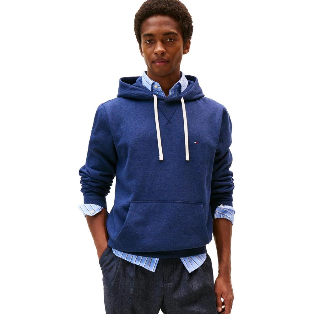 imageTommy Hilfiger mens Medium Weight Solid Fleece Hoodie Sweatshirt Also Available in Big ampamp TallHeathered Blue