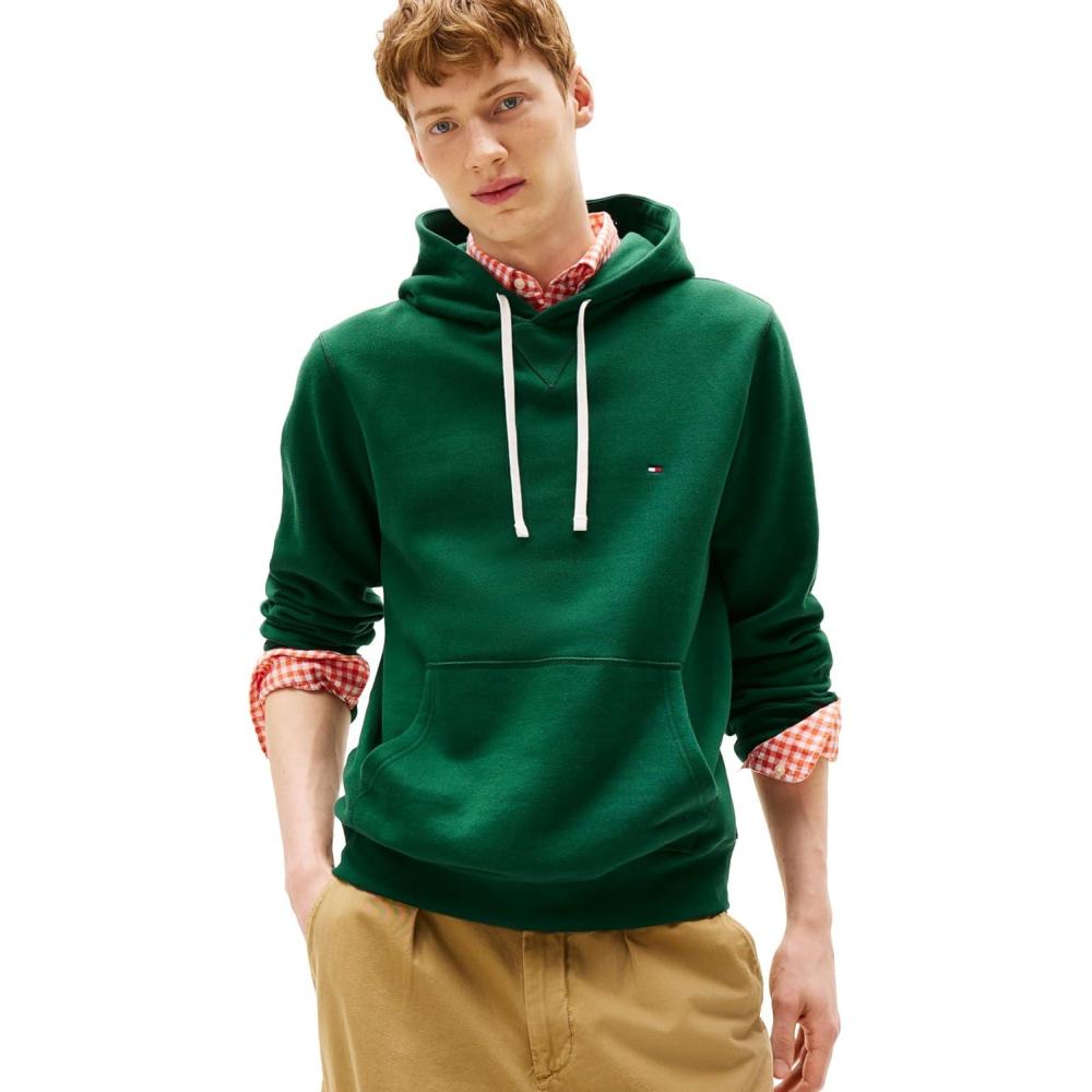 imageTommy Hilfiger mens Medium Weight Solid Fleece Hoodie Sweatshirt Also Available in Big ampamp TallOrnamental Green
