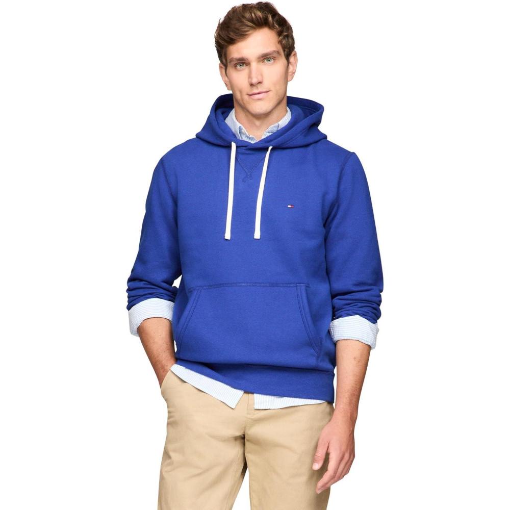 imageTommy Hilfiger mens Medium Weight Solid Fleece Hoodie Sweatshirt Also Available in Big ampamp TallWedge Blue