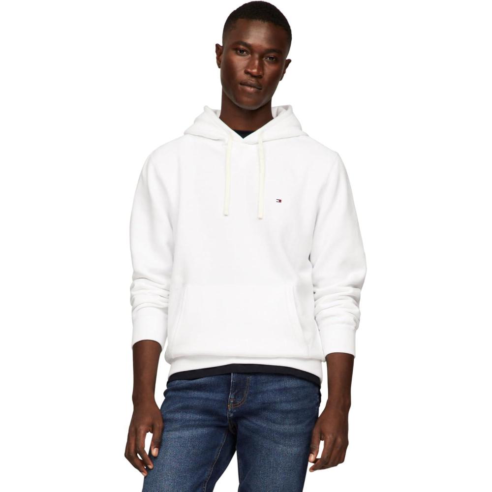 imageTommy Hilfiger mens Medium Weight Solid Fleece Hoodie Sweatshirt Also Available in Big ampamp TallWhite