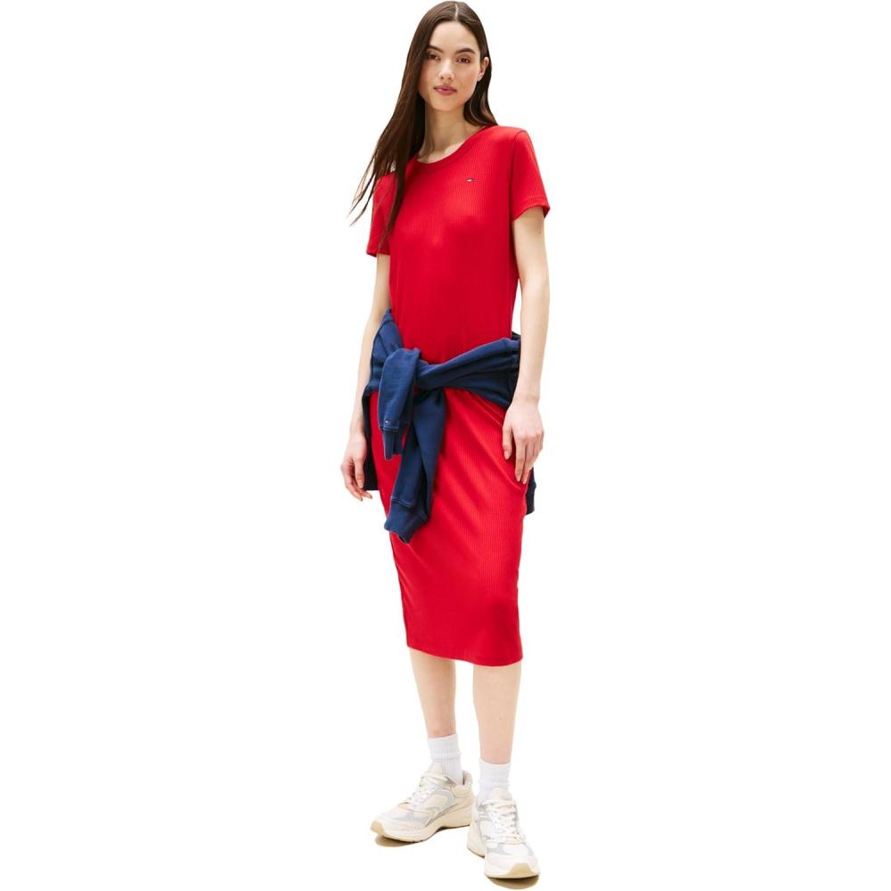 imageTommy Jeans Womens Bodycon Midi Dress with Logo DetailSapphire Red