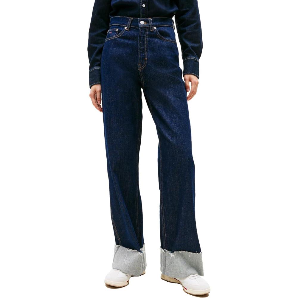 imageTommy Jeans Womens Claire High Rise Wide Leg JeansDenim Dark Turn Up