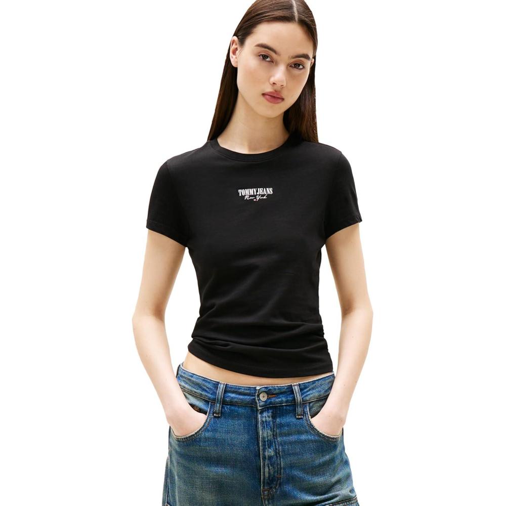 imageTommy Jeans Womens Graphic Tee with Printed Logo DesignBlack