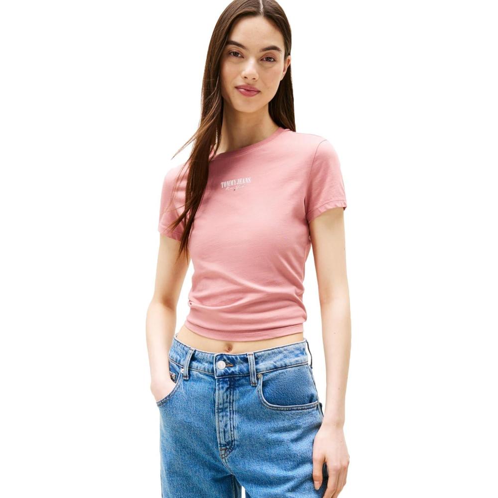 imageTommy Jeans Womens Graphic Tee with Printed Logo DesignTahiti Berry
