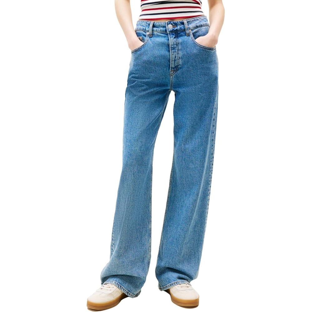 imageTommy Jeans Womens Mia Mid Rise Relaxed Straight JeansDenim Mid Blue