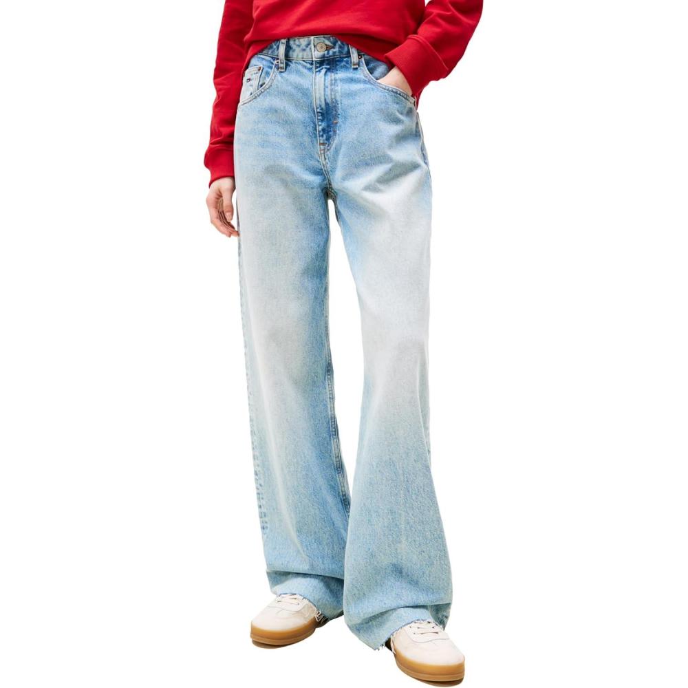 imageTommy Jeans Womens Mia Mid Rise Relaxed Straight JeansDenim Mid Light Blue