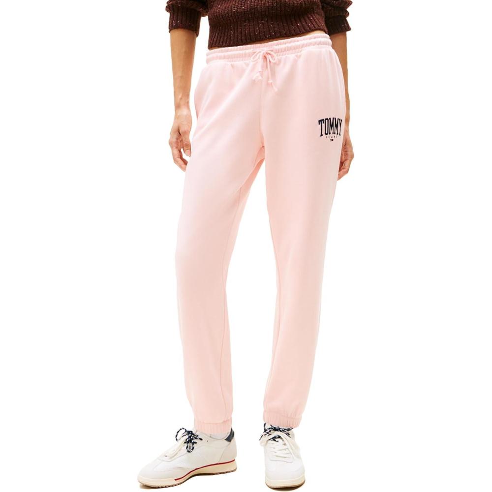 imageTommy Jeans Womens Regular Logo Jogger Sweatpants with Drawstring TiesPink Dream