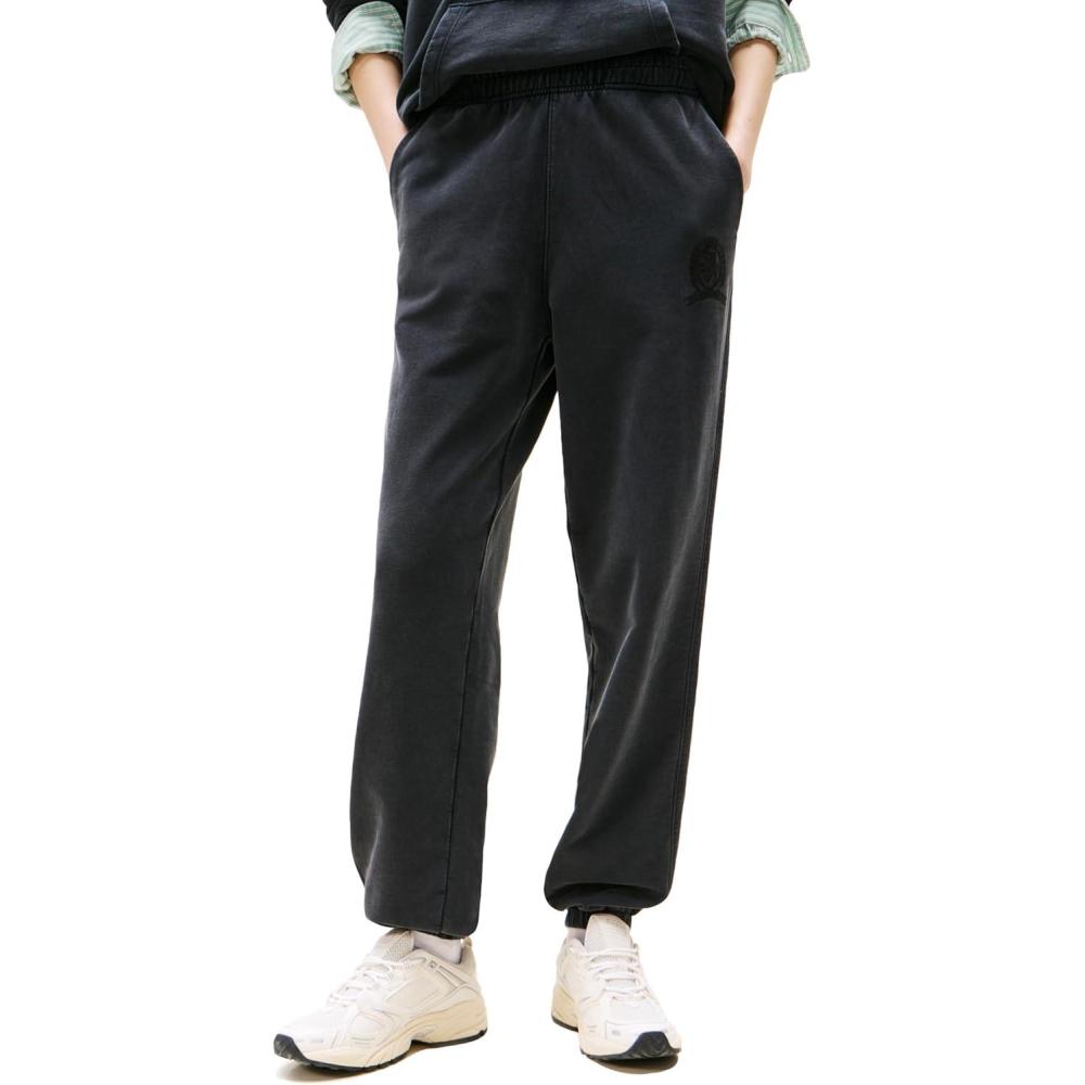 imageTommy Jeans Womens Relaxed Crest Logo Jogger SweatpantsBlack