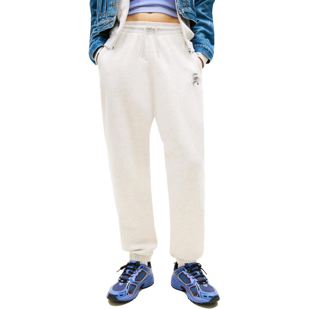 imageTommy Jeans Womens Relaxed Printed Logo Jogger SweatpantsLight Grey Heather