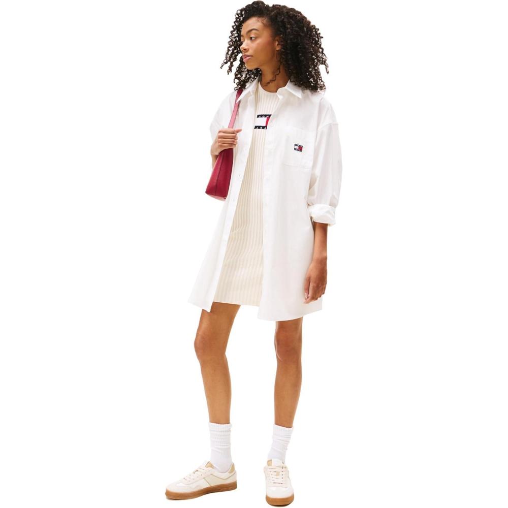 imageTommy Jeans Womens Shirt Dress with Flag LogoEcru