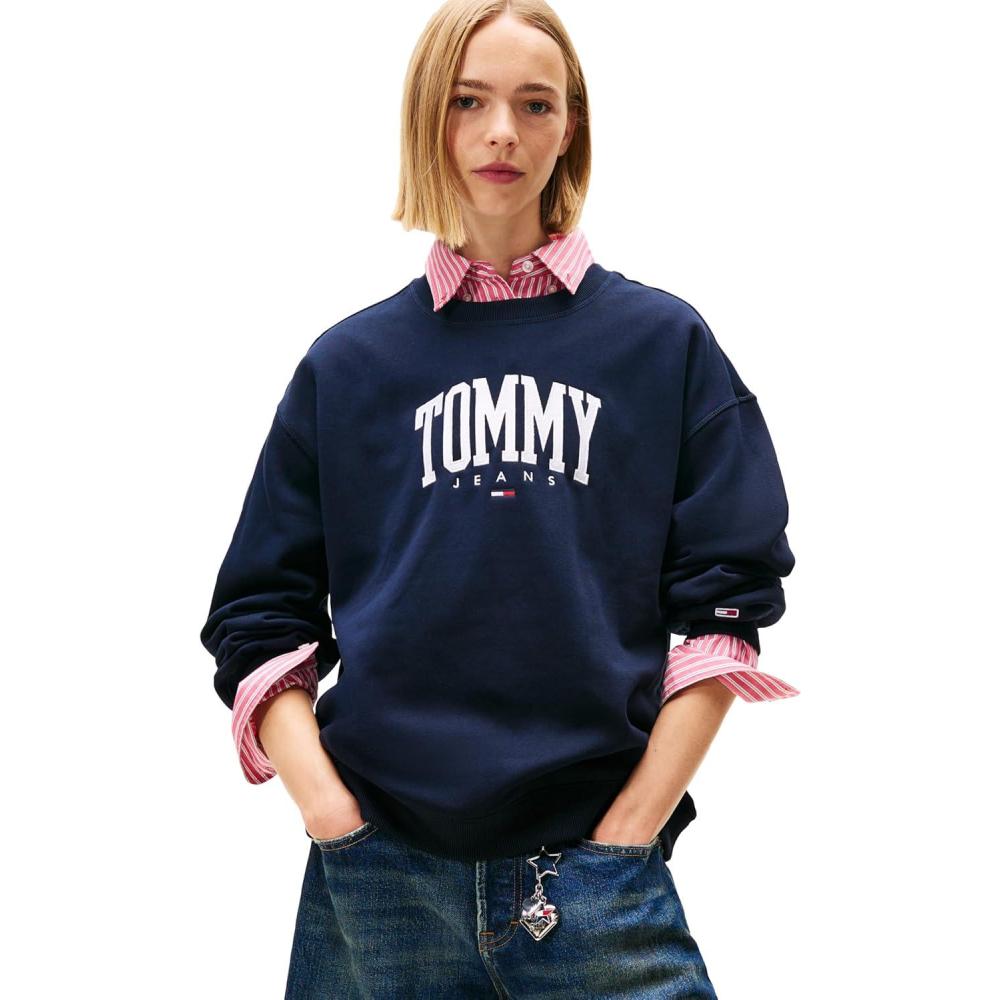 imageTommy Jeans womens Medium Weight Pullover Crewneck With Printed LogoDesert Sky