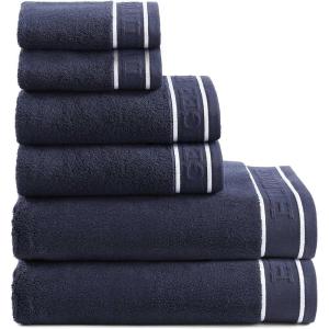 Tommy Hilfiger – Bath Towels, Ultra-Soft & Quick Drying with Zero Twist, 600 GSM Bathroom Towels with Iconic Flag Accent (Legacy Navy Blue, 6 Piece)(Legacy Navy Blue)