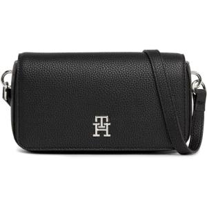 Tommy Hilfiger Emblem Flap Crossbody Bag(Black)