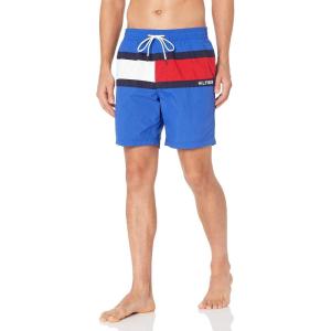 Tommy Hilfiger Mens 7” Flag Swim Trunks with Quick Dry(Cobalt)