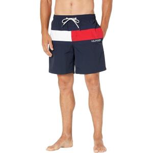 Tommy Hilfiger Mens 7” Flag Swim Trunks with Quick Dry(Sky Captain)