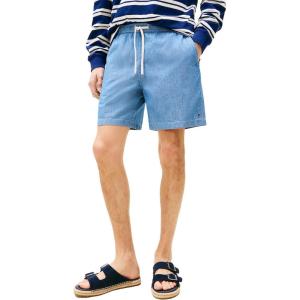 Tommy Hilfiger Mens Casual Cotton Shorts 7 Inch with Stretch(Chambray Blue)
