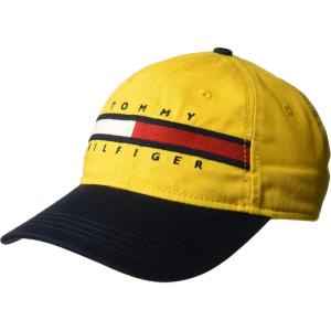 Tommy Hilfiger Men’s Cotton Avery Adjustable Baseball Cap(Golden Glow/Navy Blazer)