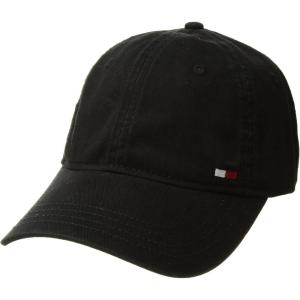 Tommy Hilfiger Men’s Cotton Billy Adjustable Flap Baseball Cap(Black)
