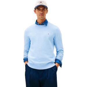 Tommy Hilfiger Mens Cotton Knit Lightweight Crewneck Sweater Pullover(Well Water)