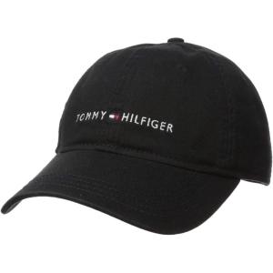 Tommy Hilfiger Mens Cotton Logo Adjustable Baseball Cap(Tommy Black)