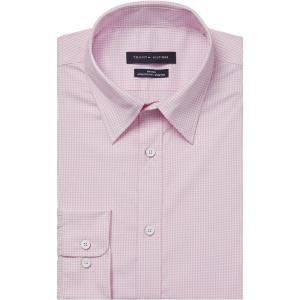 Tommy Hilfiger Men’s Dress Shirt Athletic Fit Tech Non Iron No-tuck Stretch(Rose)