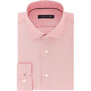 Tommy Hilfiger Mens Dress Shirt Stretch Slim Fit Solid(Rouge)